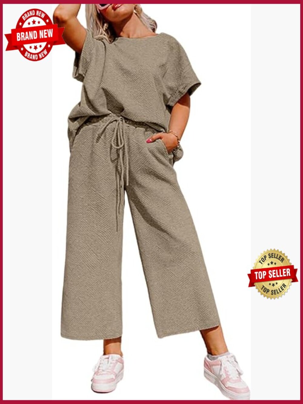 Plus Size 2 Piece Sweatsuit Lounge Set Short Sleeve Wide Leg Pants Tracksuit